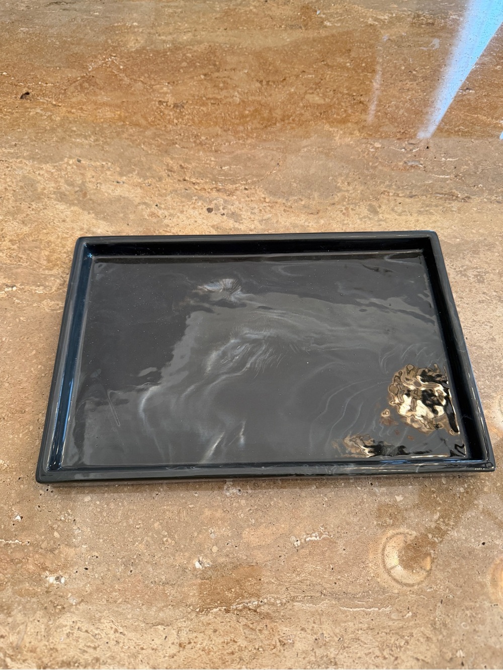 Glossy Black Rectangular Serve Tray